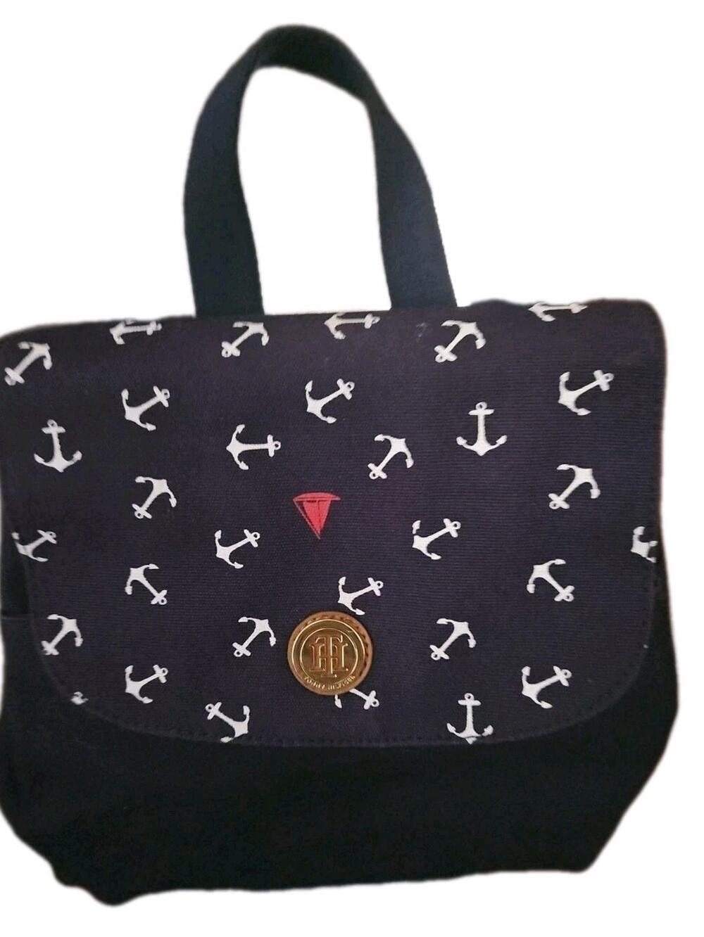 Tommy Hilfiger Backpack Navy Blue With Anchors And Boat TH LOGO